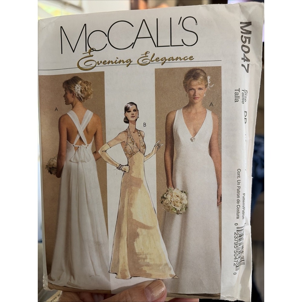McCalls M5047 Bridal Wedding Evening Dress Sewing Pattern Sz 12-18 Uncut